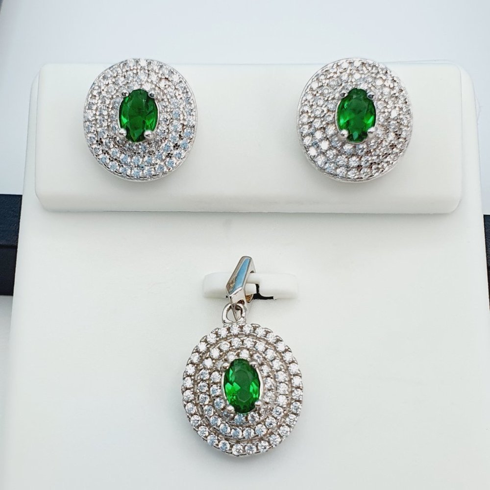"925 Sterling Silver Cubic Zircon Jewelry Set, Uu1p7a7029